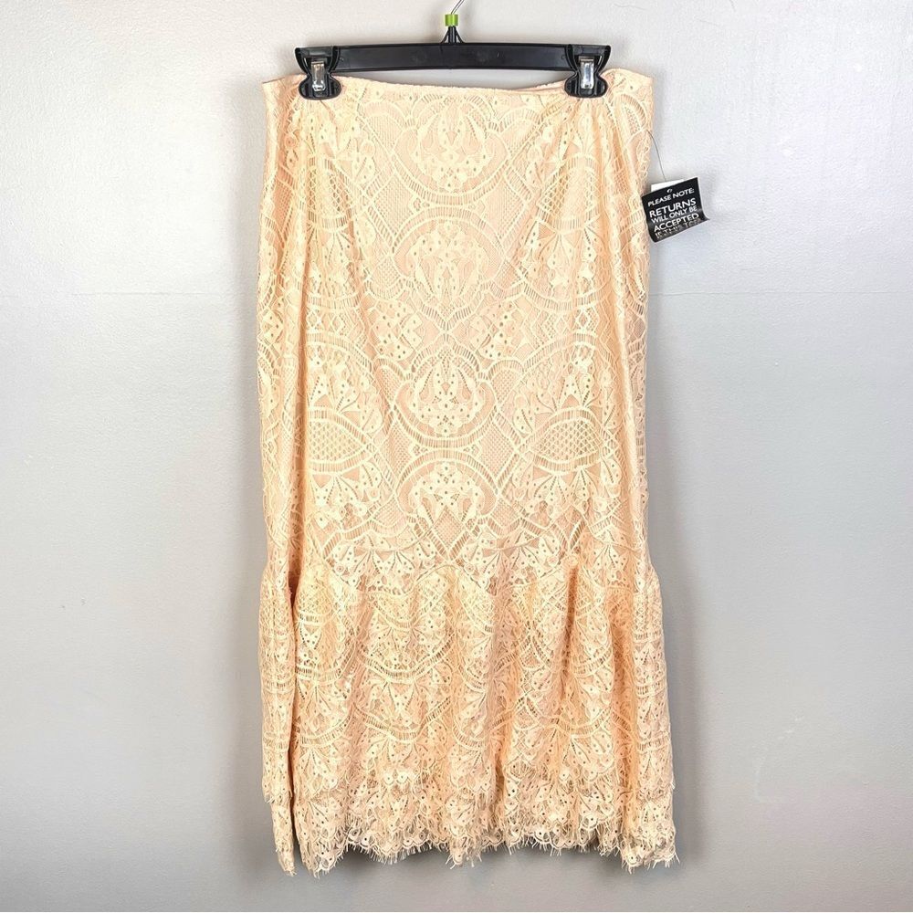 Jonathan Simkhai Lace Ruffle Bottom Skirt Blush 10 NWT